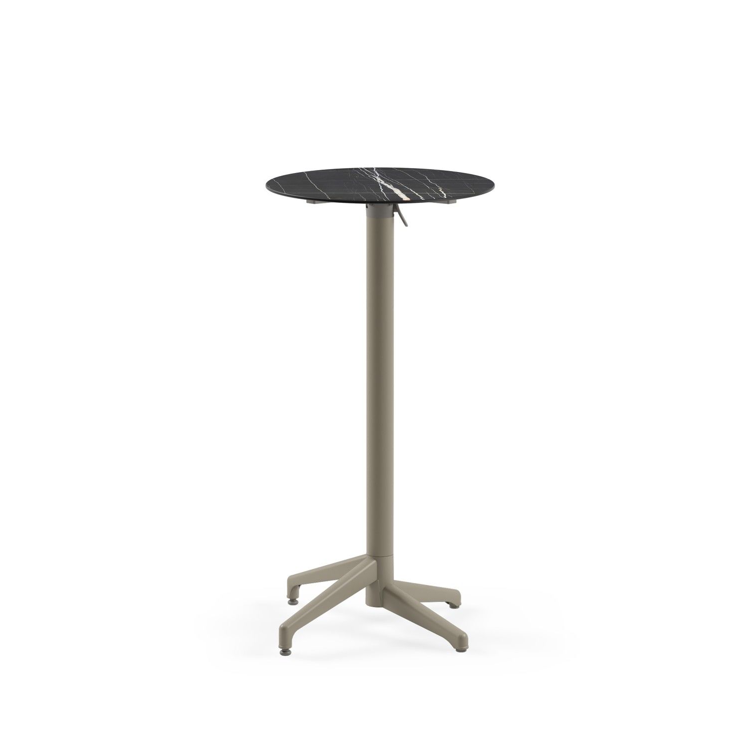 Compact Paslanmaz Katlanır Bar Masası - 60 cm Yuvarlak Siyah Mermer Desenli Üst, Dayanıklı ve Şık Dış Mekan Bahçe Bar Masası