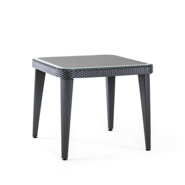 Antrasit Rattan Bahçe Masa Sandalye Takımı 4 Kişilik 90x90