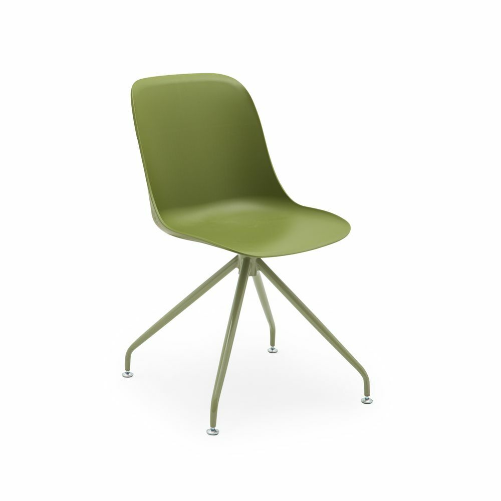 Metal Yeşil Çok Yönlü Ayak Dönebilen Oturma Alanı Haki Yeşil Ofis Toplantı Sandalyesi