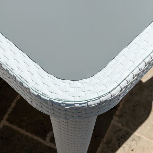 Beyaz Rattan Bahçe Masa Sandalye Takımı 4 Kişilik 90x90