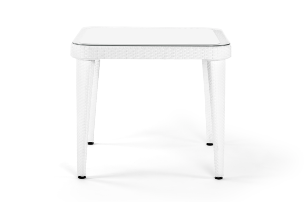 Beyaz Rattan Bahçe Masa Sandalye Takımı 4 Kişilik 90x90