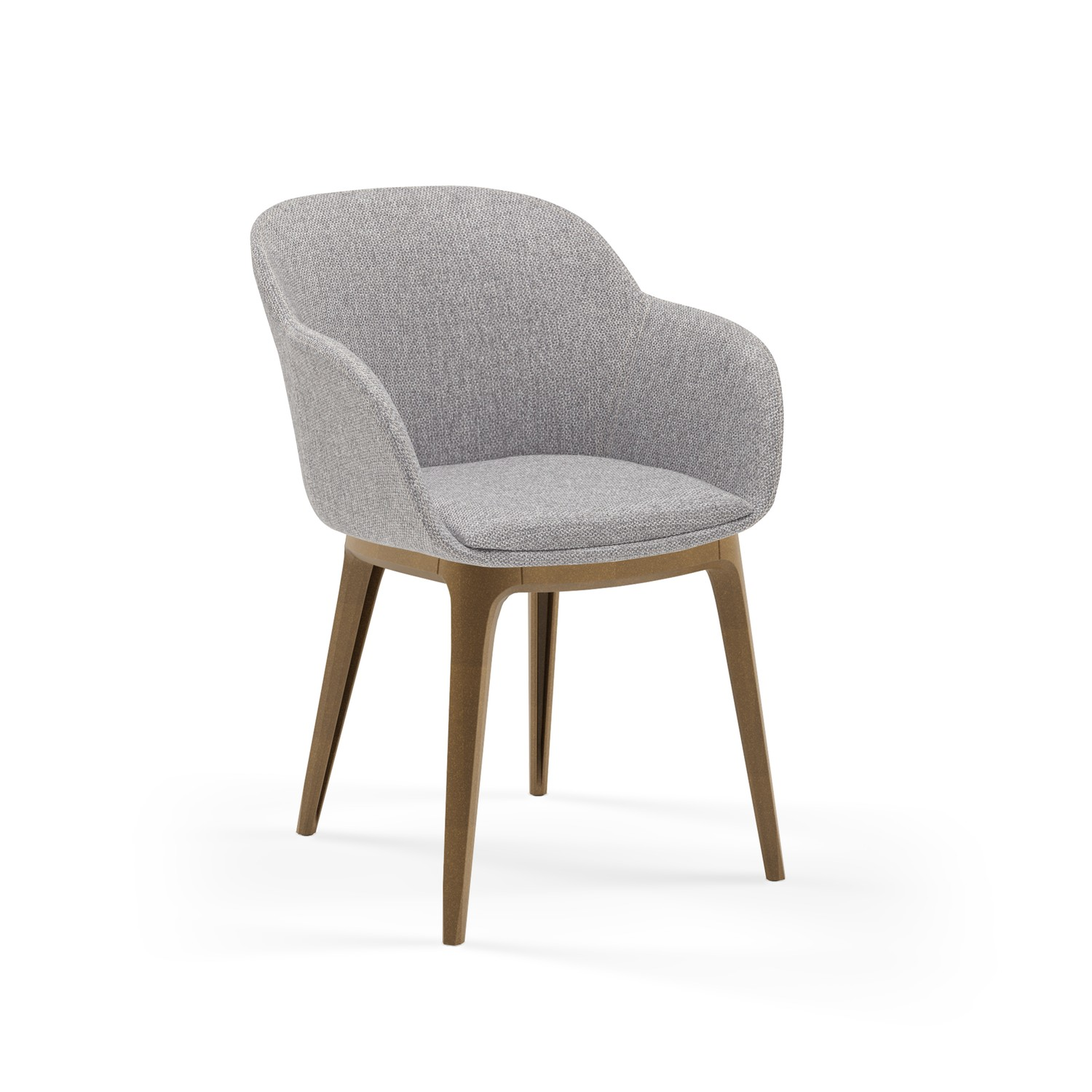 Gri Kumaş Yemek Odası Sandalyesi Ahşap Görünümlü Ayaklı