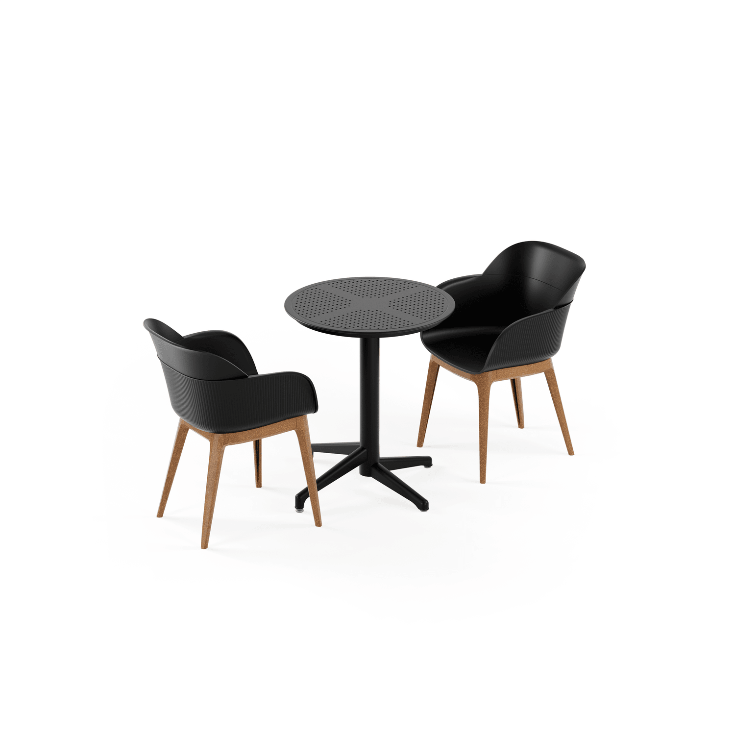 Siyah 2 Kişilik 60 cm Yuvarlak Masa Sandalye Takımı – Sabit Masa Seti Otel, Restaurant, Cafe, Kafe, Mutfak İçin