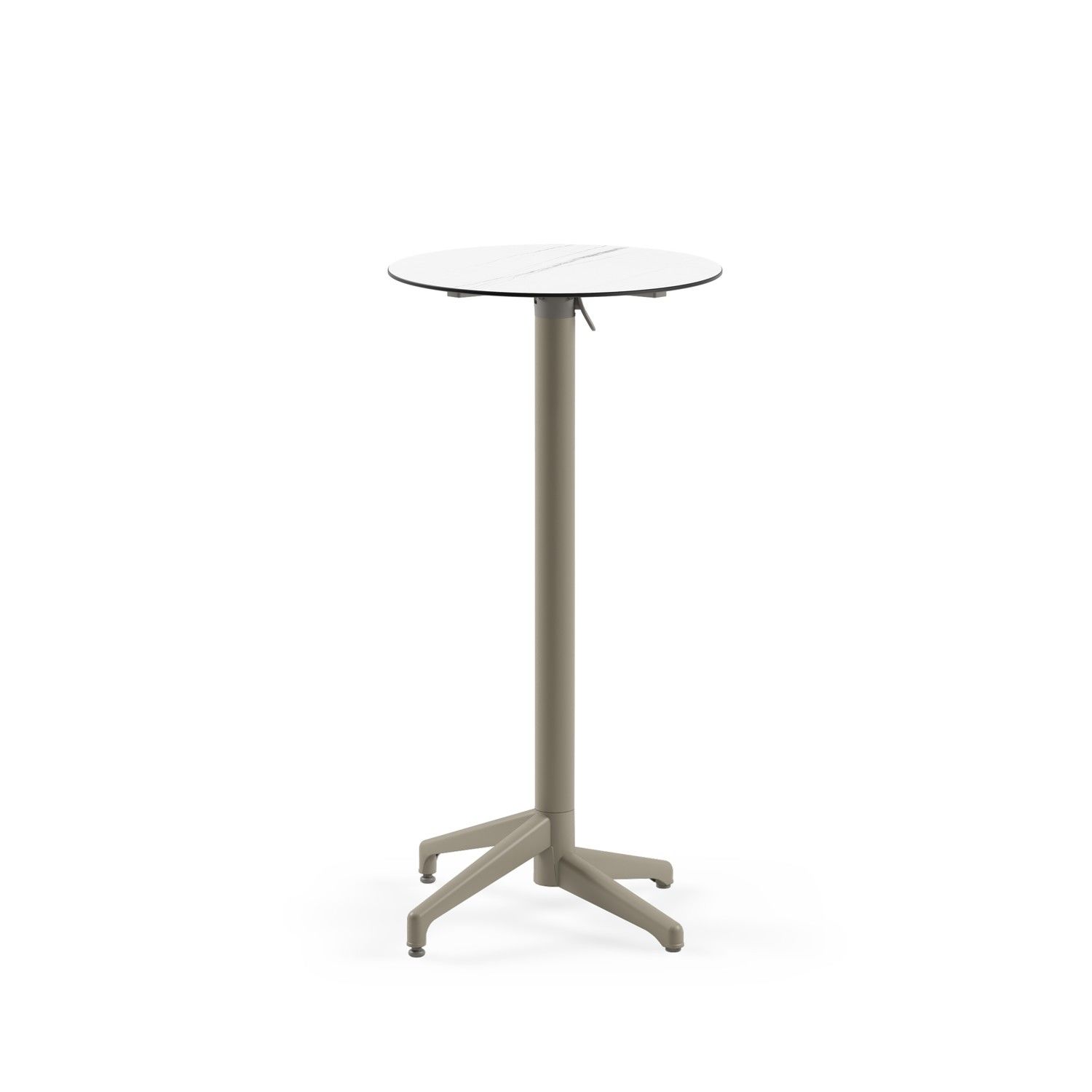 Compact Paslanmaz Bistro Katlanır Bar Masası - Beyaz Mermer Desenli, 60 cm Yuvarlak, Dayanıklı ve Şık, Mutfak, Otel & Restaurant Kullanımı İçin İdeal