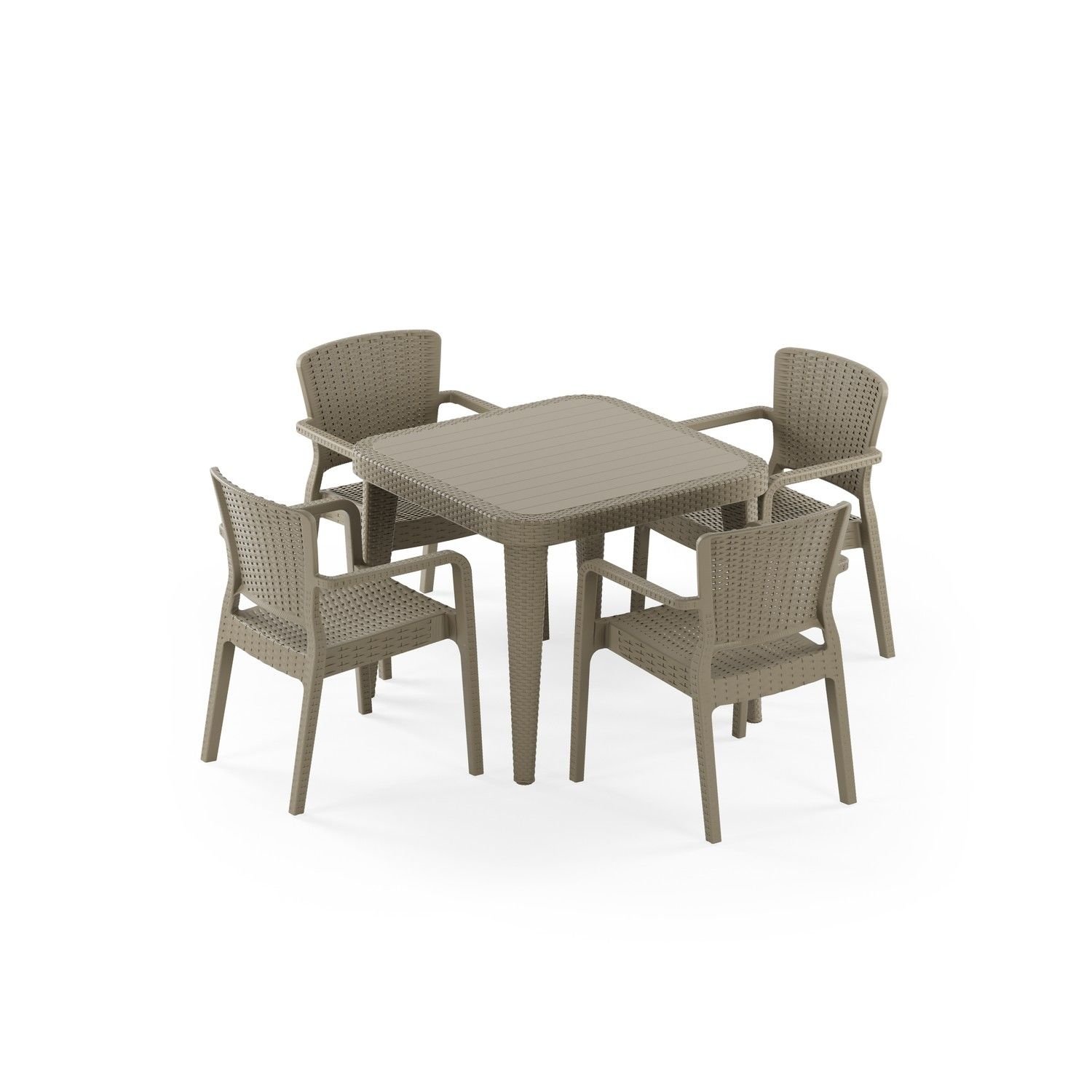 Vizon Rattan Bahçe Masa Sandalye Takımı 4 Kişilik 90x90