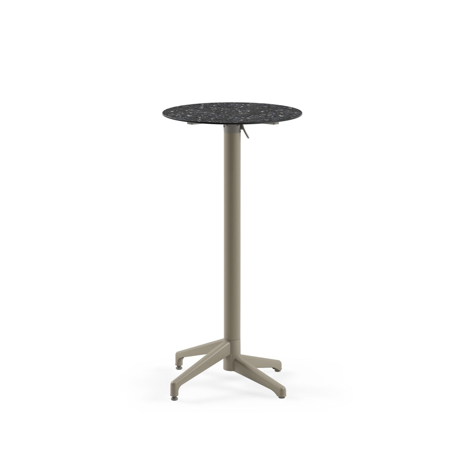 Compact Paslanmaz Katlanır Bar Masası – Yuvarlak 60 cm Çap, Terrazzo Mermer Desenli, Dış Mekan & İç Mekan Kullanımı