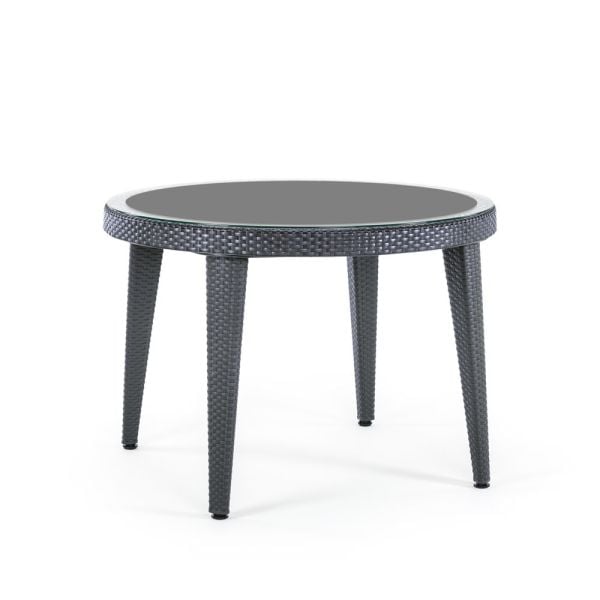 Antrasit Rattan Bahçe Masa Sandalye Takımı 4 Kişilik 110cm