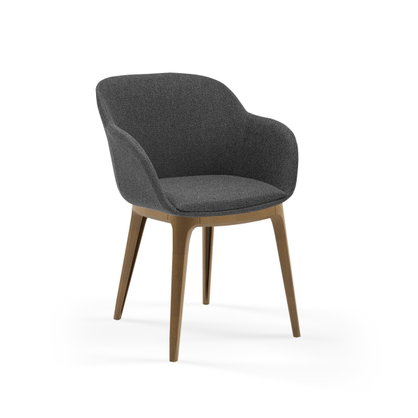 Antrasit Kumaş Yemek Sandalyesi Ahşap Ayak Görünümlü