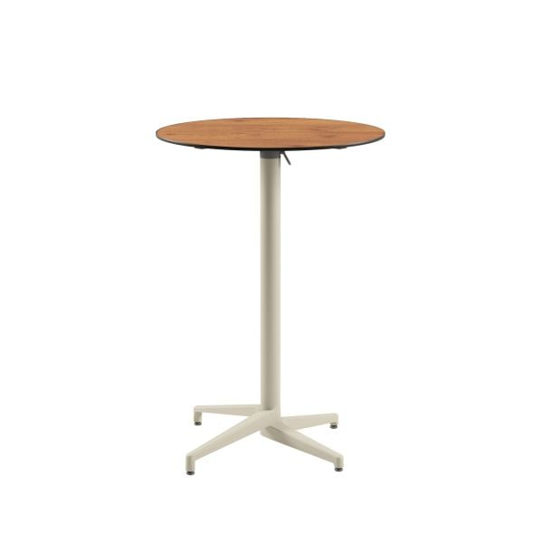 Compact Paslanmaz Katlanır Bistro Cafe Bar Masası | Novecento Ahşap Desenli | Dış Mekan & İç Mekan Kullanımına Uygun | 70 cm Yuvarlak | Dayanıklı ve Şık Tasarım