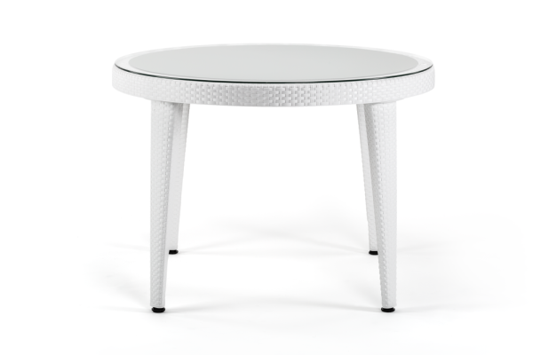 Beyaz Yuvarlak Bahçe Masa Sandalye Takımı 4 Kişilik 110 cm