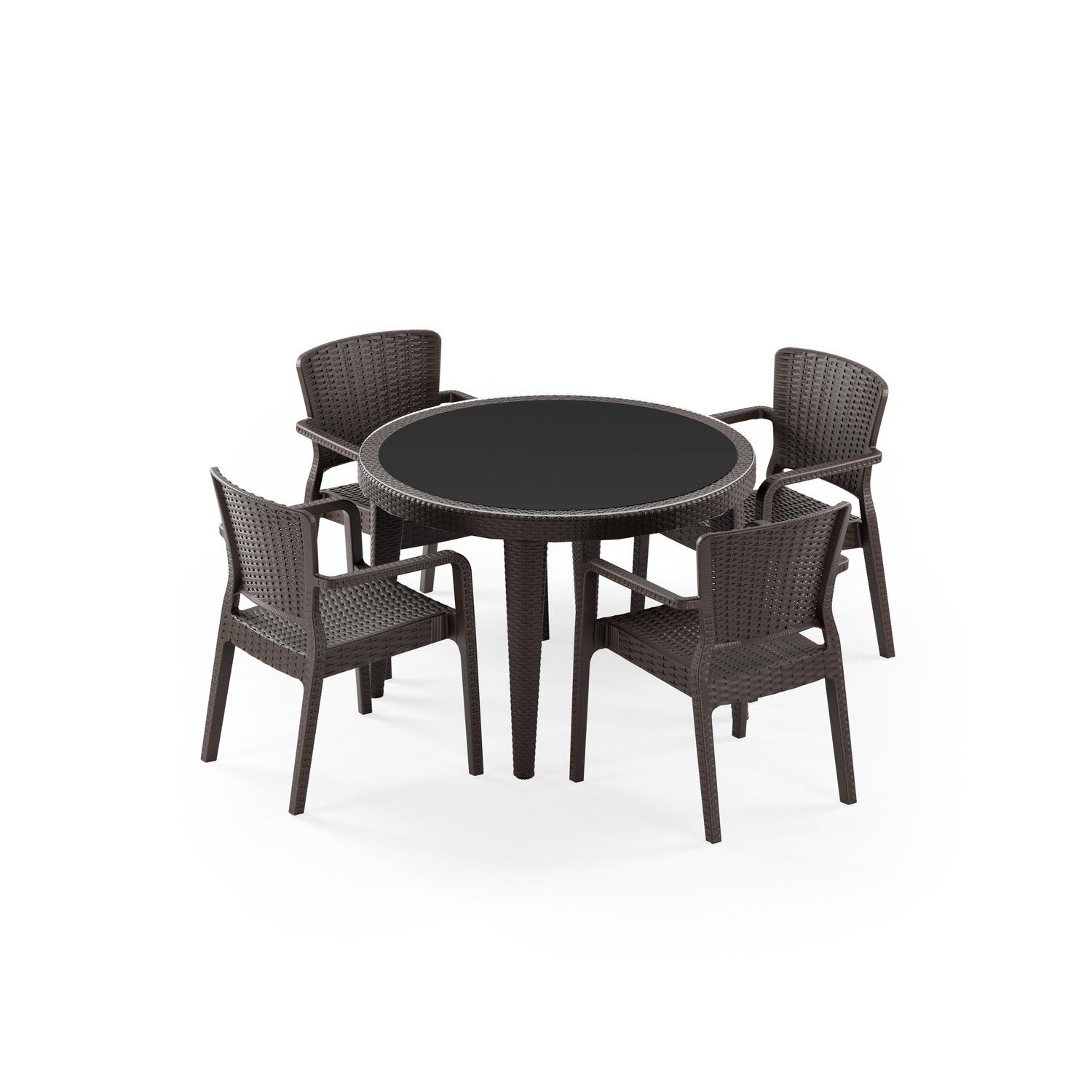 Venge Bahçe Masa Sandalye Takımı Yuvarlak 4 Kişilik 110 cm