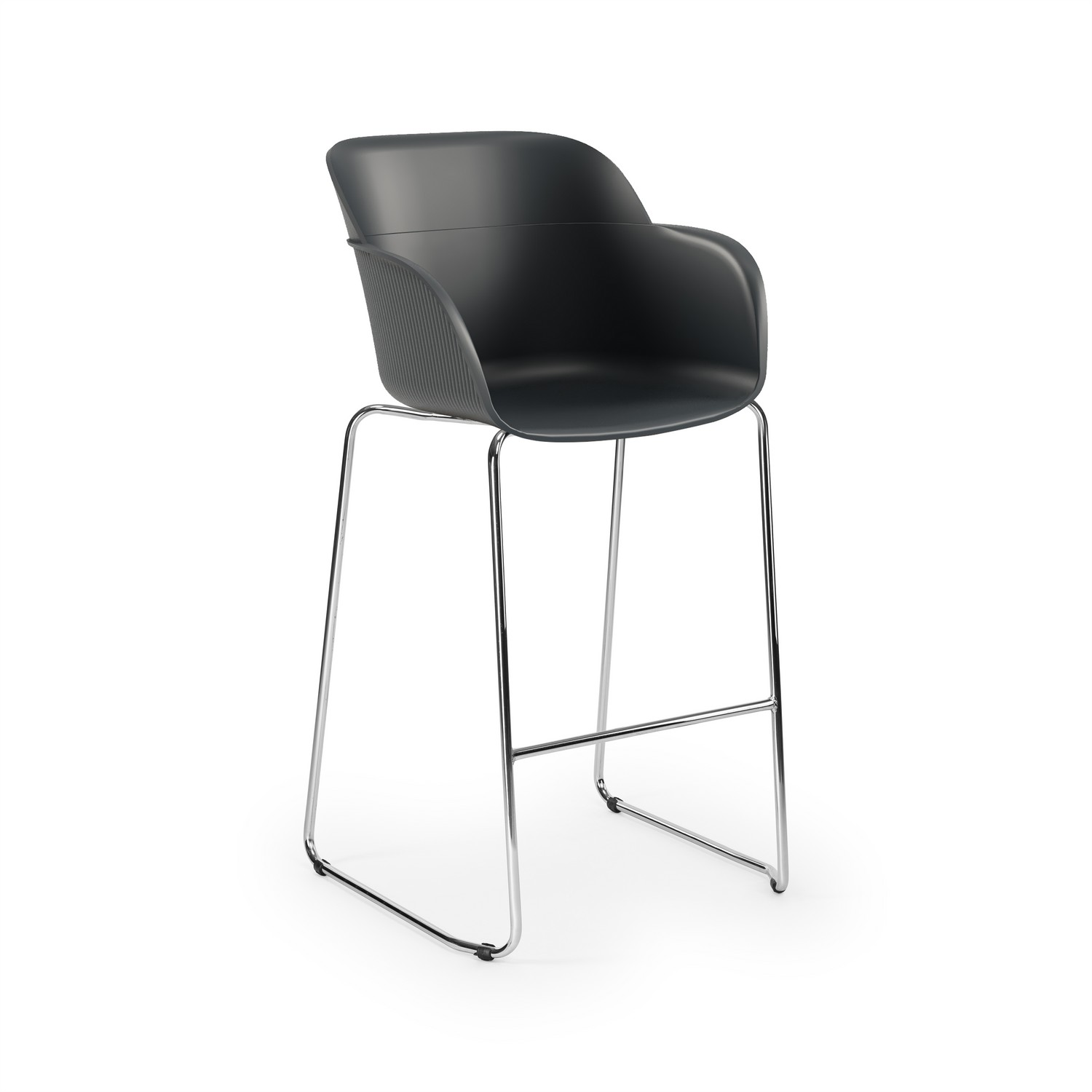Antrasit Renk Metal Krom Ayak Plastik Oturumlu Bar Sandalyesi – Mutfak, Cafe, Restoran, Otel, Bar, Bistro, Dayanıklı Ergonomik Tasarım