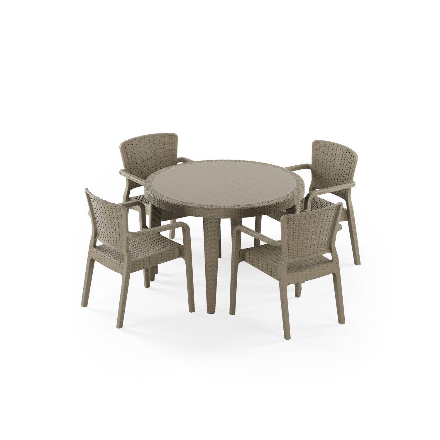 Vizon Bahçe Masa Sandalye Takımı 4 Kişilik 110 cm Yuvarlak