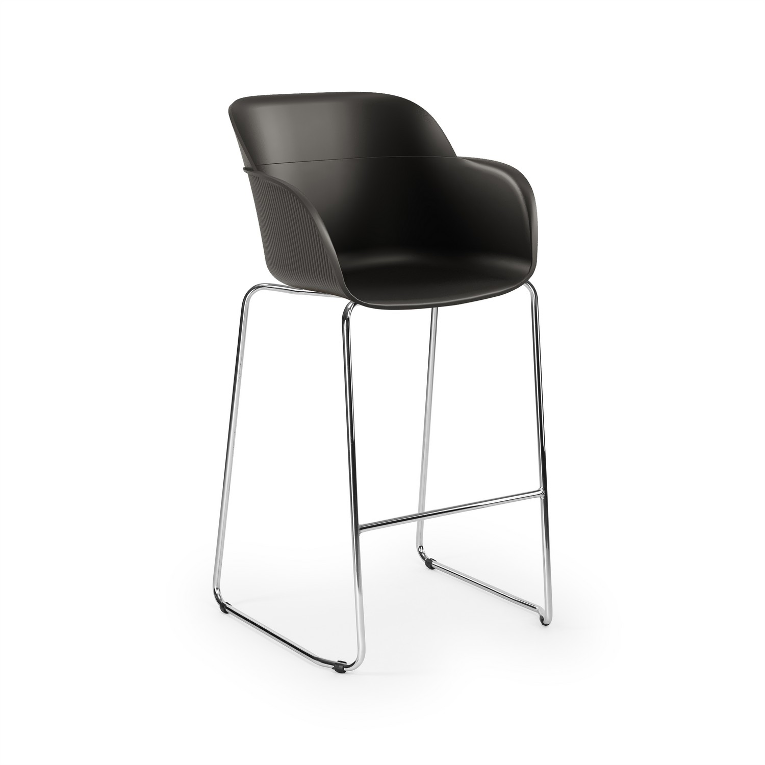 Siyah Metal Krom Ayaklı Plastik Mutfak Bar Sandalyesi – Ergonomik ve Şık Model