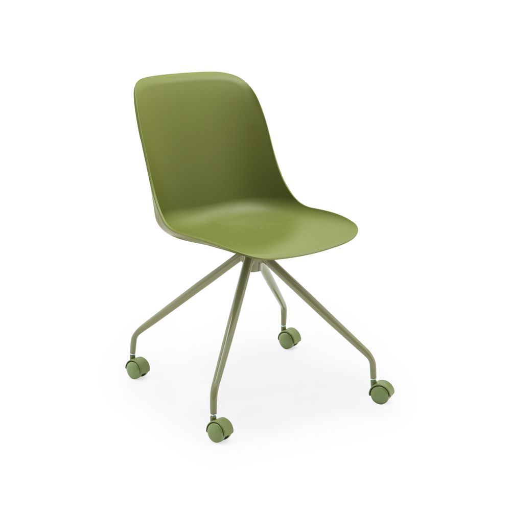 Metal Yeşil Çok Yönlü Ayak Dönebilen Oturma Alanı Haki Yeşil Genç Odası Çalışma Sandalyesi