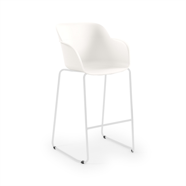 Beyaz Plastik Oturumlu Metal Beyaz Ayaklı Bar Sandalyesi | Ergonomik, Dayanıklı Mutfak, Cafe, Restoran, Otel ve Barlar için