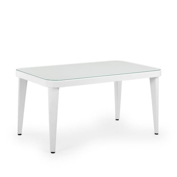 Beyaz 6 Kişilik Dış Mekan Bahçe Masa Sandalye Takımı 90x150