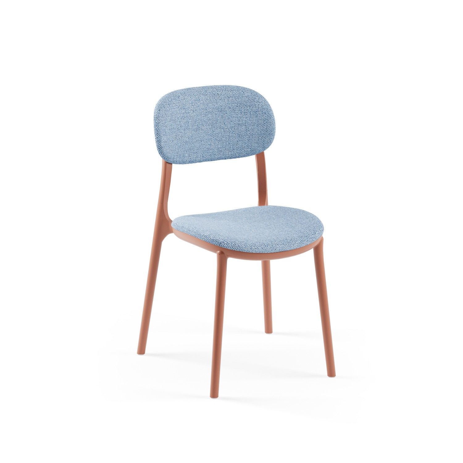 Terrakota Gövde Açık Mavi Kumaş Modern Mutfak Sandalyesi