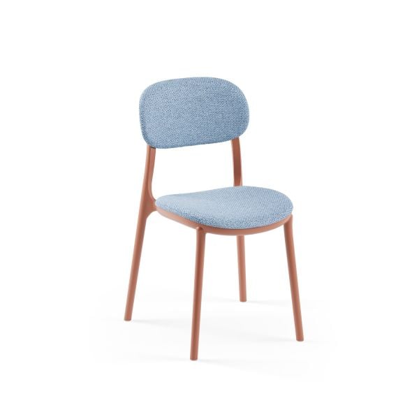 Terrakota Gövde Açık Mavi Kumaş Modern Mutfak Sandalyesi