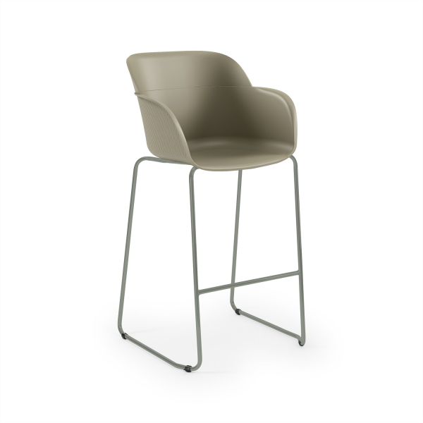 Çimento Gri Plastik Oturumlu ve Metal Çimento Gri Ayaklı Bar Sandalyesi – Ergonomik, Dayanıklı, Cafe, Restoran, Mutfak ve Otel İçin