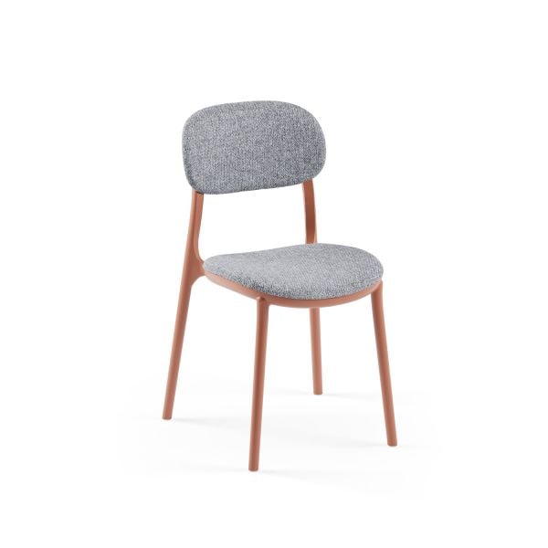 Terrakota Gövde Gri Kumaş Mutfak Sandalyesi İstiflenebilir