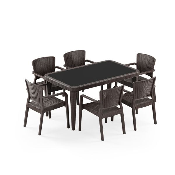 Venge 6 Kişilik Dış Mekan Bahçe Masa Sandalye Takımı 90x150