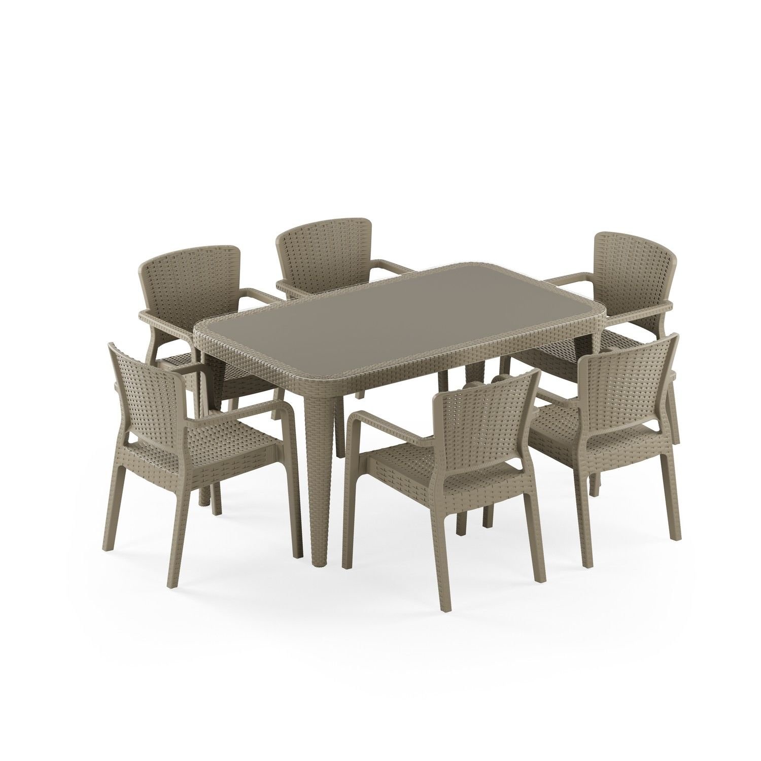 Vizon Renk 6 Kişilik Bahçe Masa Sandalye Takımı 90x150