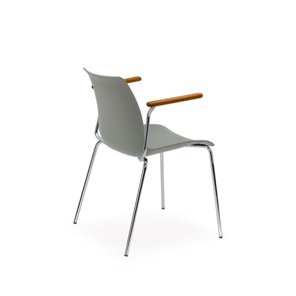 Modern Metal Krom Kollu Çimento Gri Sandalye