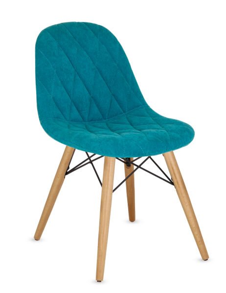 Teen Mavi Kumaş Naturel Ahşap Ayak Mutfak Sandalyesi - Ergonomik, Dayanıklı Tasarım, Salon, Yemek Odası, Cafe, Restoran ve Otel için İdeal Sandalye