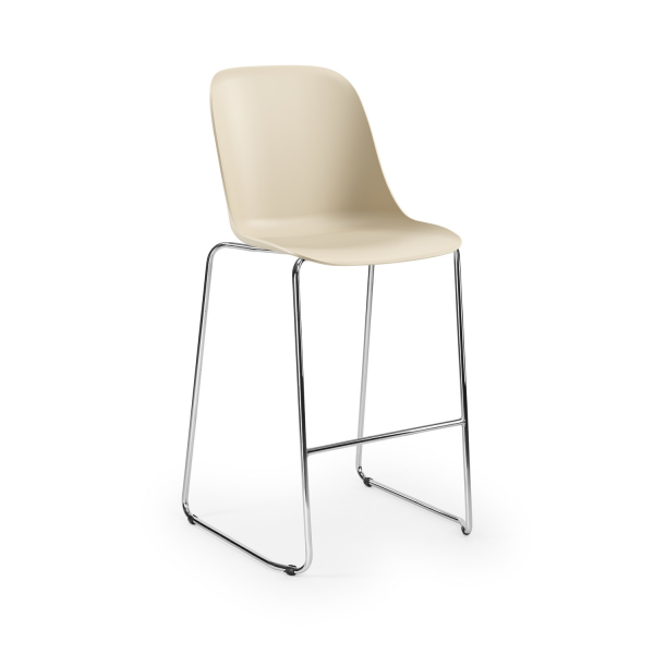 Bej Plastik Oturumlu Metal Krom Ayaklı Bar Sandalyesi – Mutfak, Cafe, Restoran, Otel İçin Ergonomik ve Dayanıklı