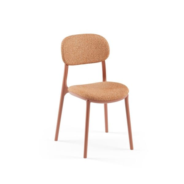 Terrakota Renk Gövde Kumaş Kafe Sandalyesi İstiflenebilir