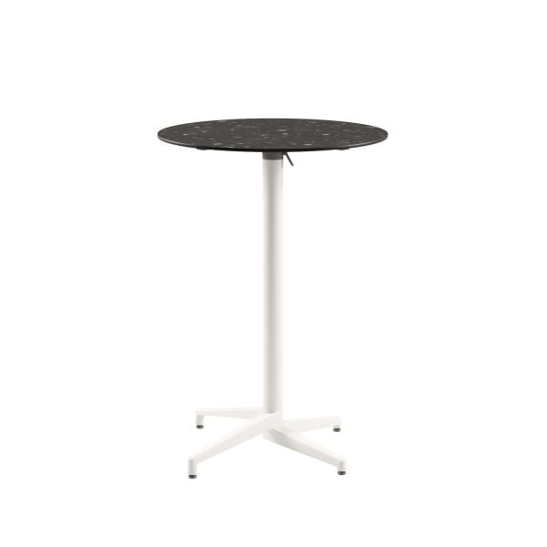 Compact Yuvarlak Katlanır Paslanmaz Bistro Otel Bar Masası | 70 cm Çap | Dış Mekan & Bahçe Kullanımı | Terrazzo Mermer Desenli