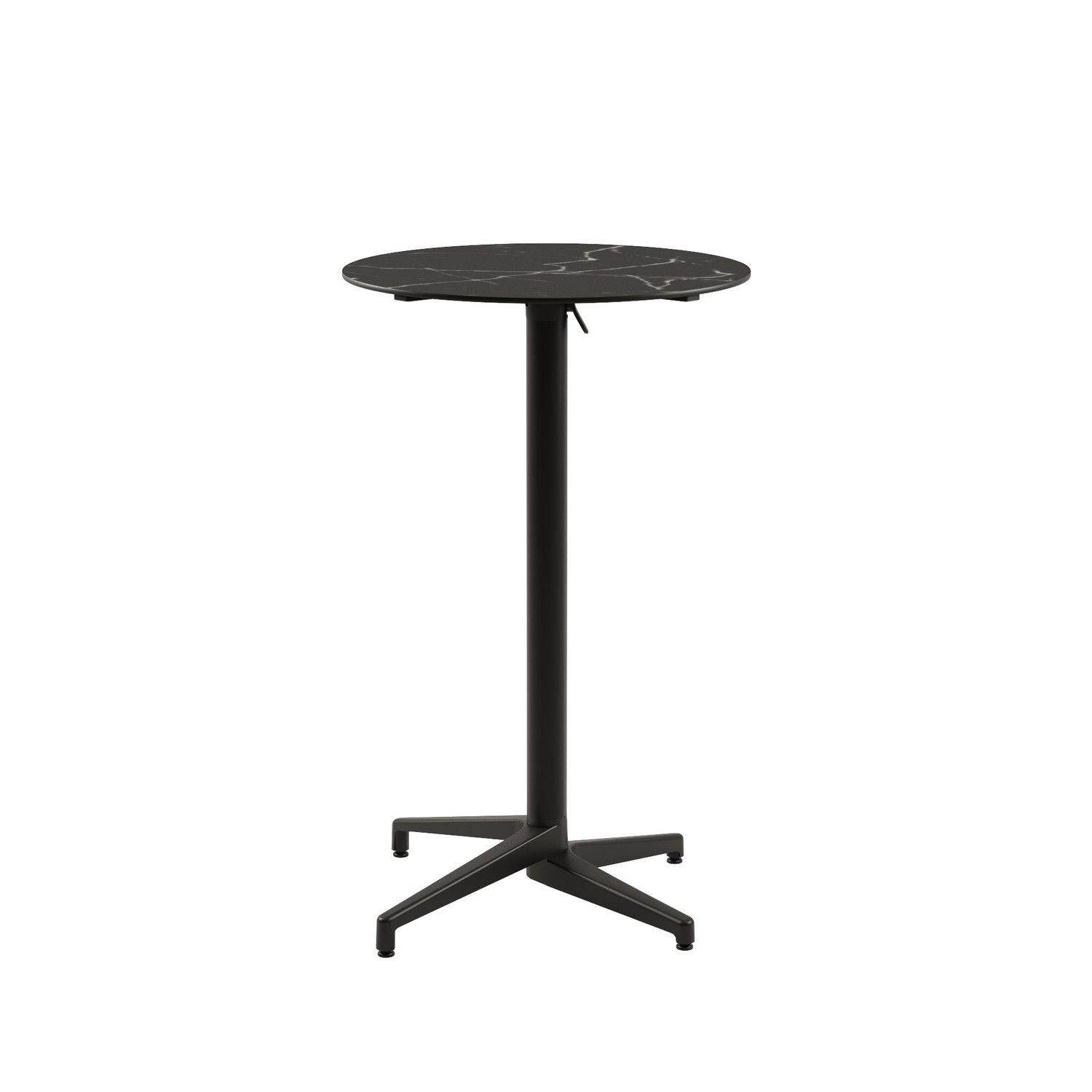 Compact Siyah Mermer Desenli Katlanır Bar Masası | Paslanmaz, Bistro, Otel, Cafe, Dış Mekan