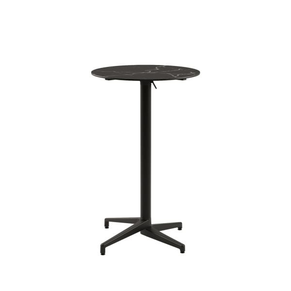 Compact Siyah Mermer Desenli Katlanır Bar Masası | Paslanmaz, Bistro, Otel, Cafe, Dış Mekan
