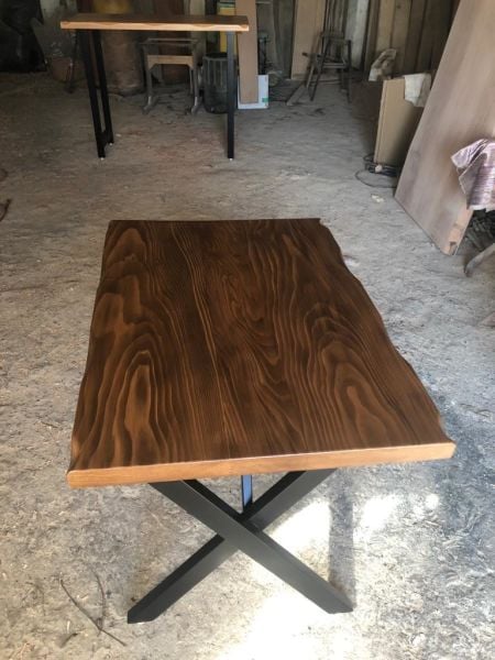 ÖZEL LİNK  60X100X76.CM  GÖKNAR AĞACI CEVİZ RENGİ METAL ÇAPRAZ AYAKLI