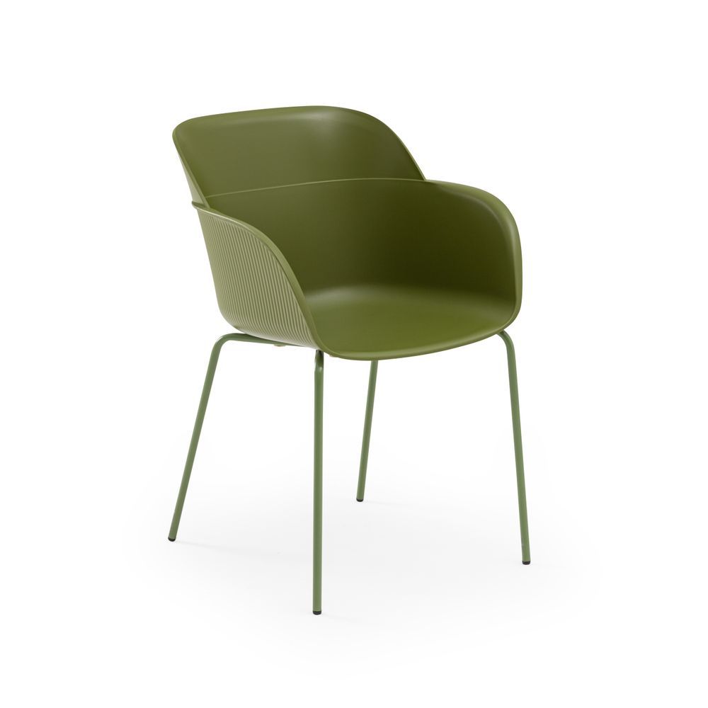 Metal Yeşil Boyalı Ayak Polipropilen Plastik Modern Haki Yeşil Sandalye Modelleri