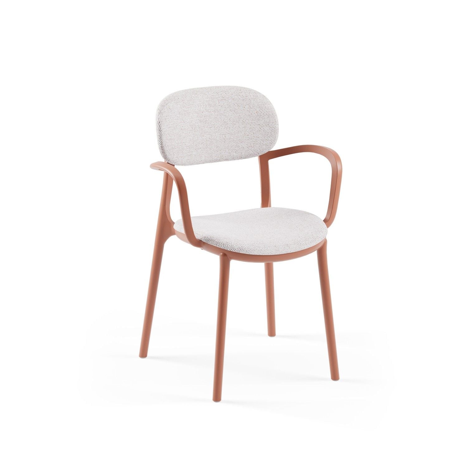 Terrakota Gövde Krem Kumaş Kollu Mutfak Sandalyesi