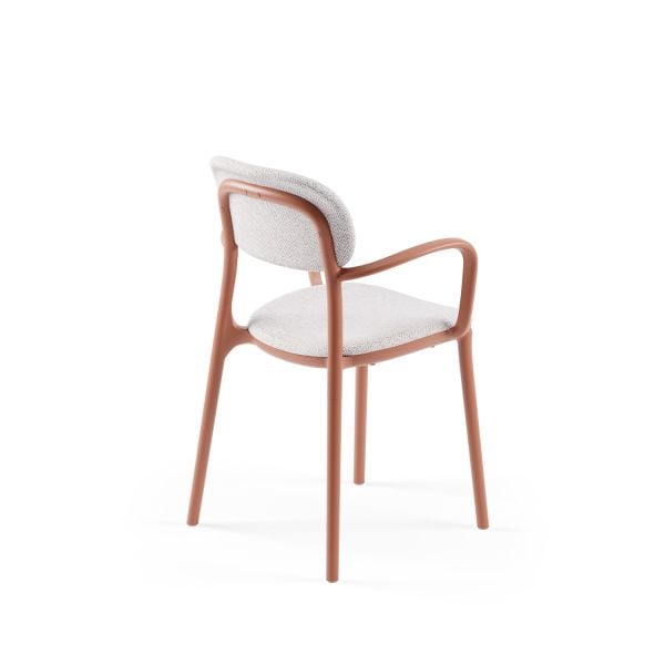 Terrakota Gövde Krem Kumaş Kollu Mutfak Sandalyesi