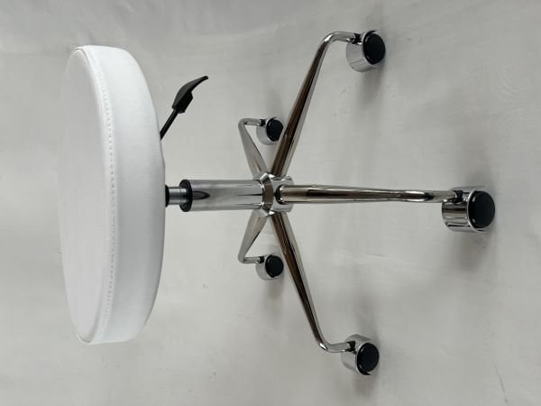 Pulsar Beyaz Deri Tekerlekli Tabure | Amortisörlü