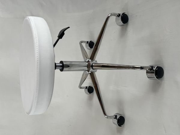 Pulsar Beyaz Deri Tekerlekli Tabure | Amortisörlü