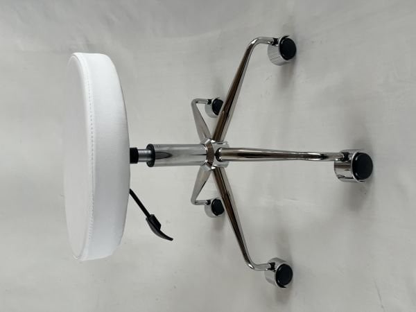 Pulsar Beyaz Deri Tekerlekli Tabure | Amortisörlü