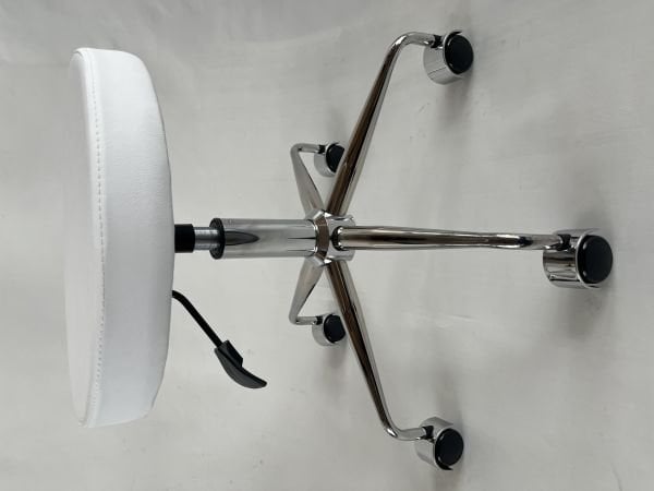 Pulsar Beyaz Deri Tekerlekli Tabure | Amortisörlü