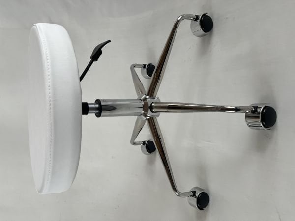 Pulsar Beyaz Deri Tekerlekli Tabure | Amortisörlü