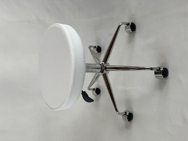 Pulsar Beyaz Deri Tekerlekli Tabure | Amortisörlü