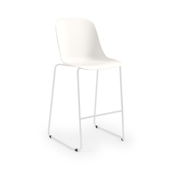 Beyaz Plastik Oturaklı Metal Beyaz Ayaklı Bar Sandalyesi – Şık ve Ergonomik Mutfak & Cafe Bar Sandalyesi