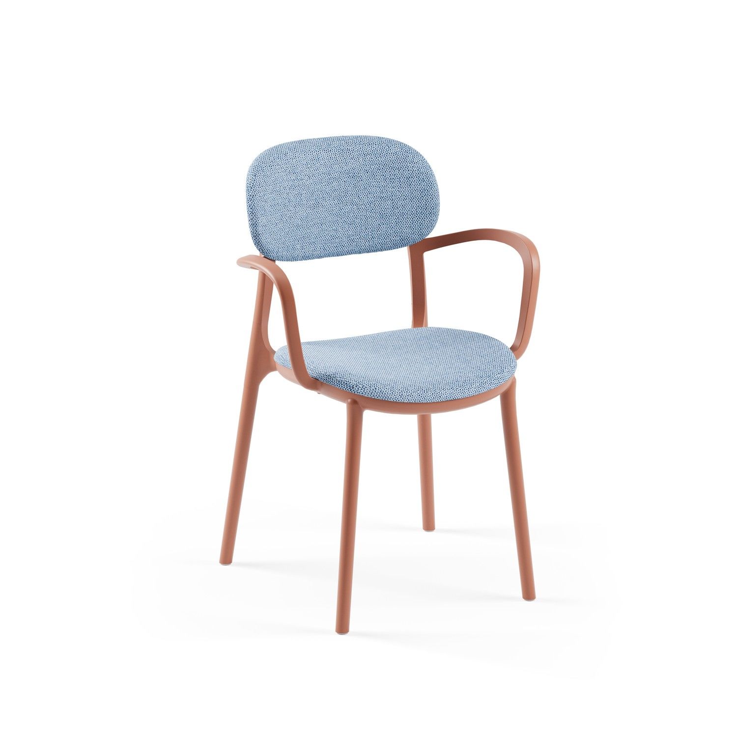 Terrakota Renk Kollu Plastik Açık Mavi Kumaş Otel Sandalye