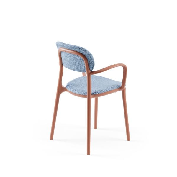 Terrakota Renk Kollu Plastik Açık Mavi Kumaş Otel Sandalye