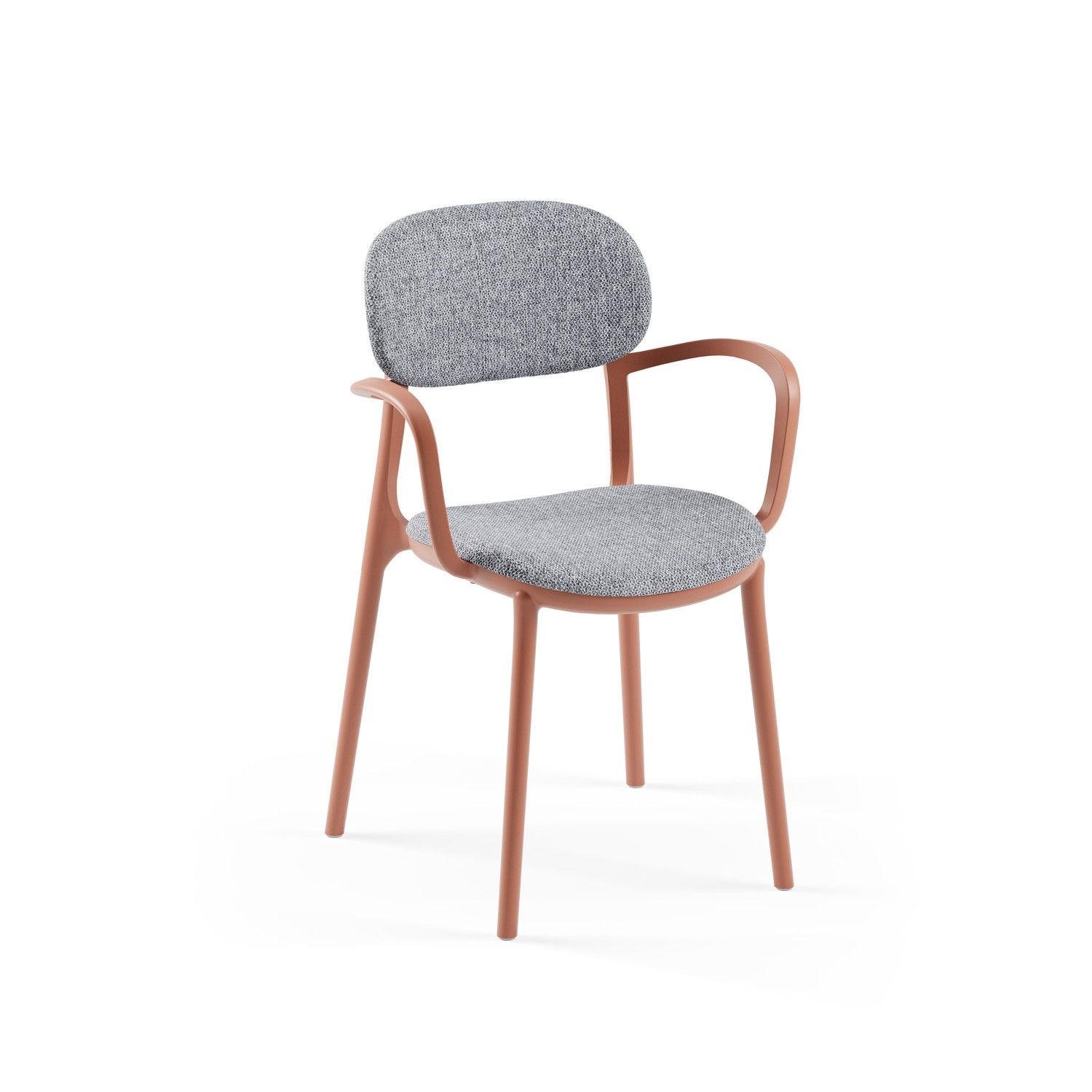 Plastik Terrakota Renk Kollu Gri Kumaş Mutfak Sandalyesi