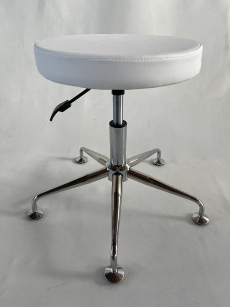 Pulsar Beyaz Deri Amortisörlü Tekerleksiz Tabure