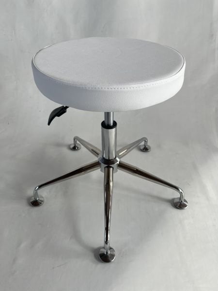 Pulsar Beyaz Deri Amortisörlü Tekerleksiz Tabure